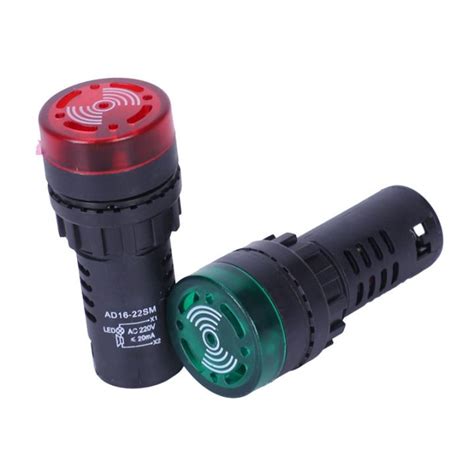 2 Pcs Red Green LED Buzzer Beep Indicator Light 22mm AC 220V AD16 22SM