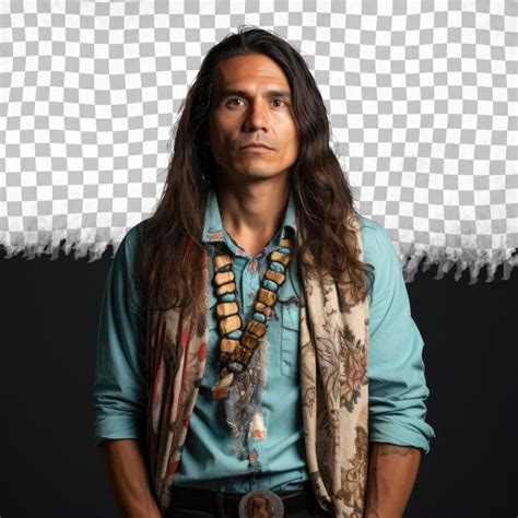 Premium Psd A Anxious Adult Man With Long Hair From The Aboriginal