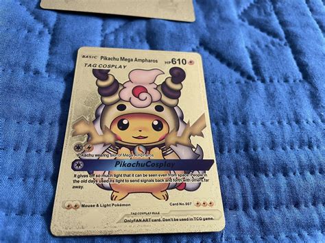 Pokémon Gold Card Hp 610 Basic Pikachu Mega Ampharos Ebay