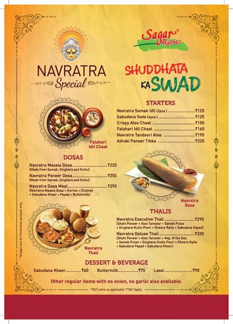 Menu At Sagar Ratna Noida A