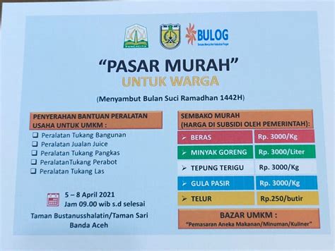 Jelang Ramadhan Pemko Banda Aceh Gelar Pasar Murah