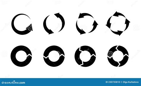 Recycling Icons Black Silhouette Environmental Signs Circle Arrows Isolated Labels Bio