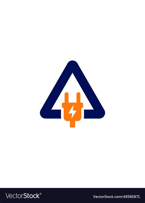 electric power plug  warning triangle logo vector image