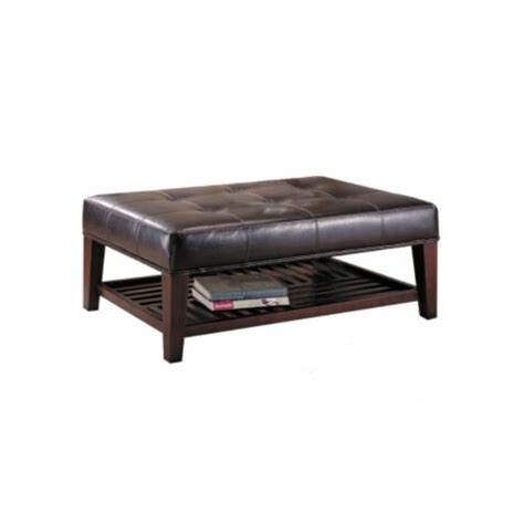 Bowery Hill Faux Leather Coffee Table Ottoman In Brown And Cappuccino