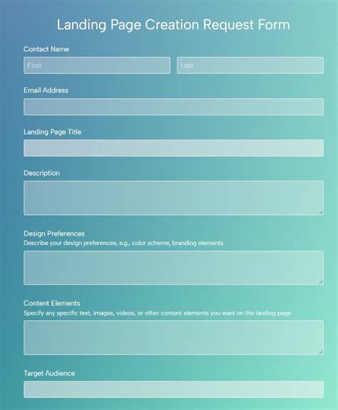 Free Landing Page Creation Request Form Template