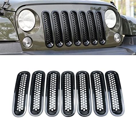 7pcs Front Grill Mesh Inserts For Jeep Wrangler Jk Jku Sport Freedom Rubicon Sahara