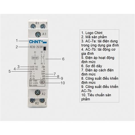 Contactor Khởi động từ 1 pha hiệu CHINT NCH8 25A 40A 63A 1pha 3 pha