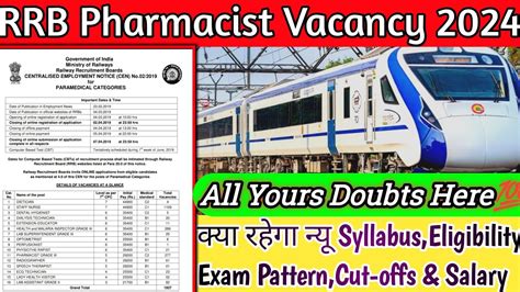 Railway Pharmacist Recruitment 2024 Railway Paramedical Vacancy