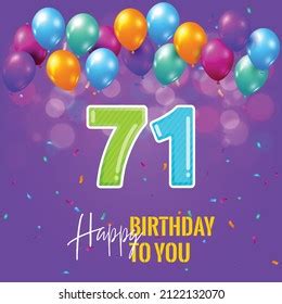 Happy 71st Birthday Greeting Card Vector Stock Vector Royalty Free