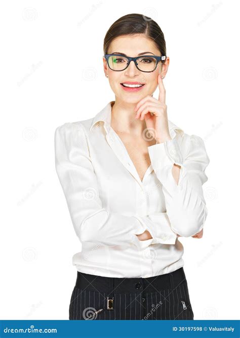 Portrait De La Femme Heureuse En Verres Photo Stock Image Du Jeune