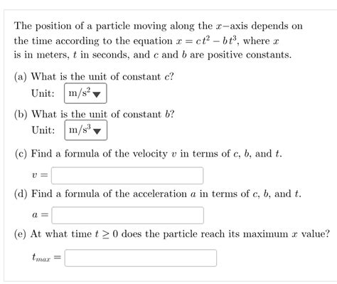 Solved The Position Of A Particle Moving Along The X Axis Chegg