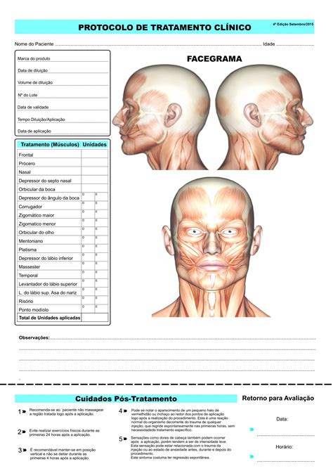 Modelo De Ficha De Anamnese Facial Para Toxina Botulínica Botox