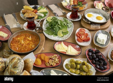 Traditional Turkish Breakfast Table Stock Photo Alamy