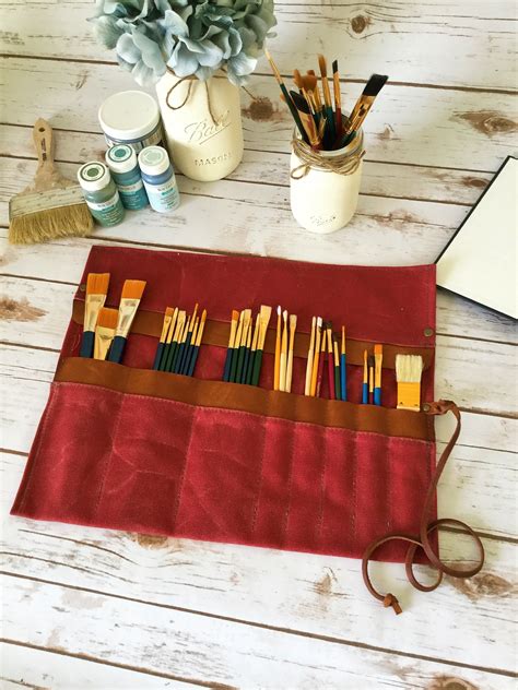 Waxed Canvas Paint Brush Roll Artist Roll Paint Brush Organizer