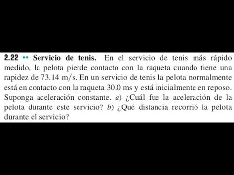 Calcular la Aceleración del Servicio de Tenis más Rápido que ha sido