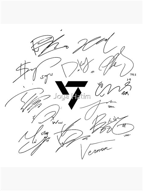 Seventeen Signatures White Sticker For Sale By Joyahatim Redbubble