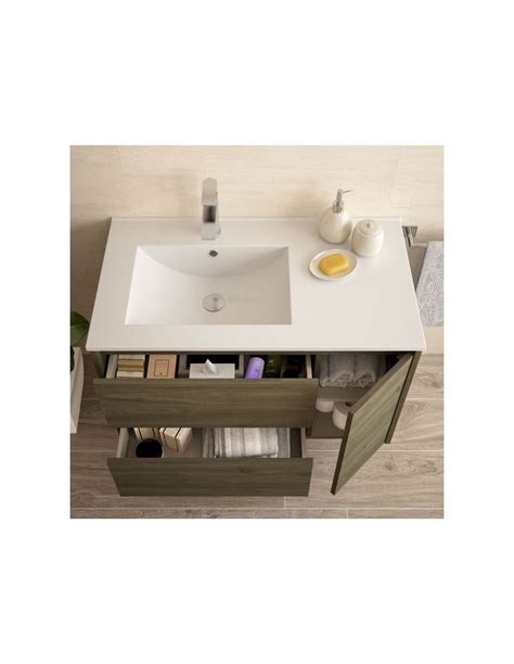 Conjunto de baño de 85 cm mueble con dos cajones y puerta lavabo con