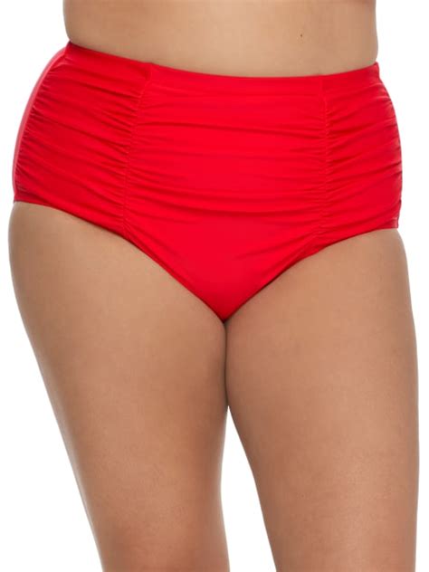 Raisins Curve Plus Size Calina Solid Costa Bikini Bottom In Fiero Red