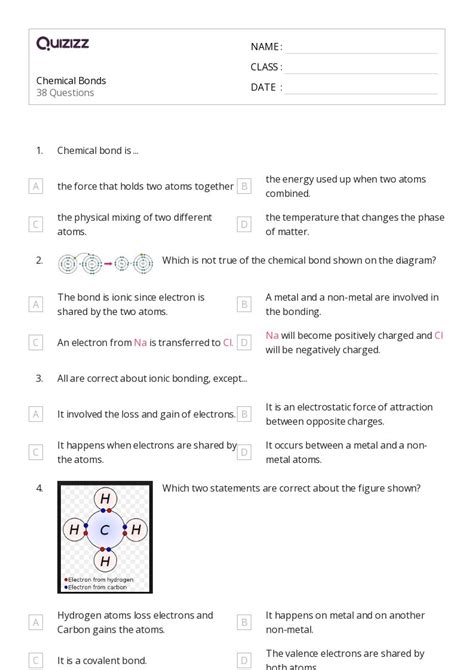 Chemical Bonds Worksheets On Quizizz Free Printable