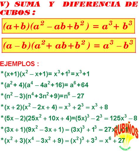 Sumas Y Diferencia De Cubos Ejercicios Resueltos De Productos Notables