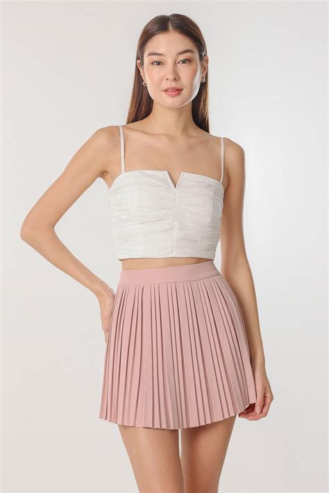 SEVYN PLEATED CURVED HEM SKORTS NUDE PINK Lovet