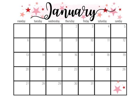 December January Printable Calendar