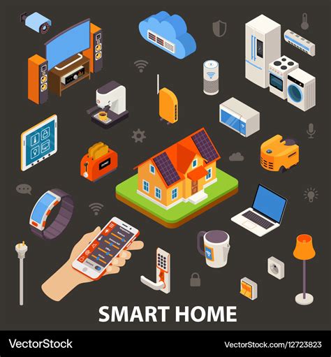 Smart Home Electronic Devices Isometric Poster Vector Image