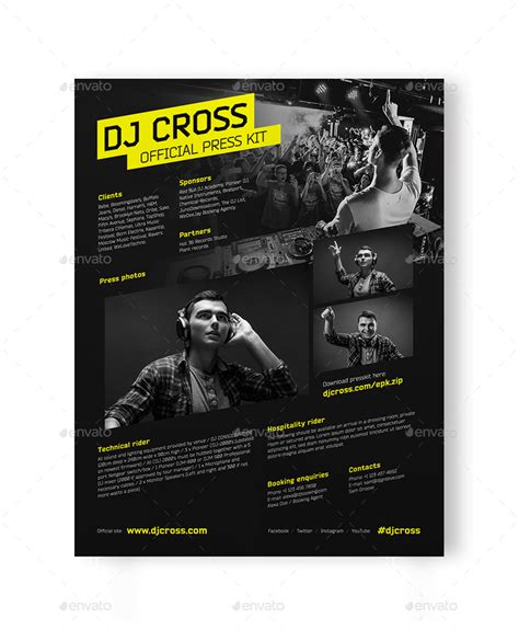 Dj Press Kit Dj Resume Dj Rider Psd Template Print Templates