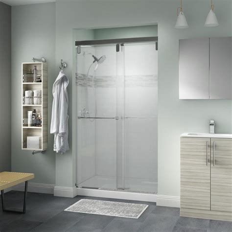 Delta Everly In X In Mod Semi Frameless Sliding Shower Door