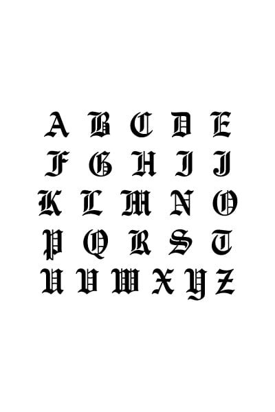 Old English Calligraphy Alphabet