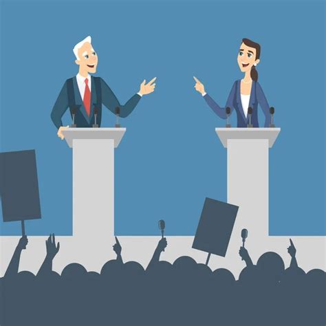 Debate Two Speakers Political Speeches Debates Stock Vector