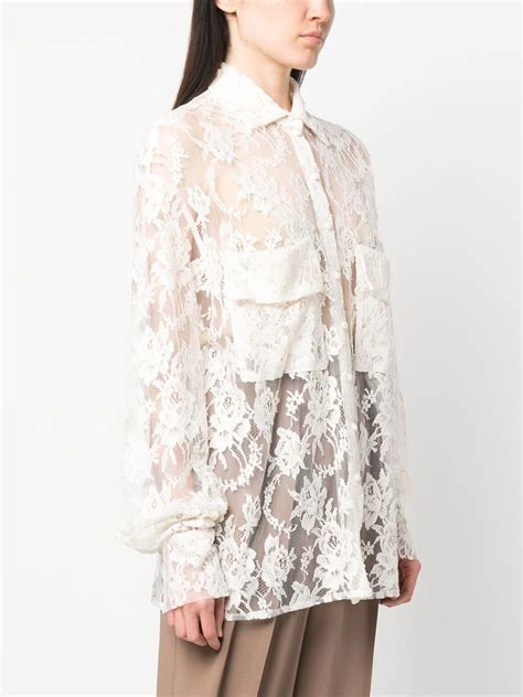 The Mannei Sheer Floral Lace Shirt White Farfetch