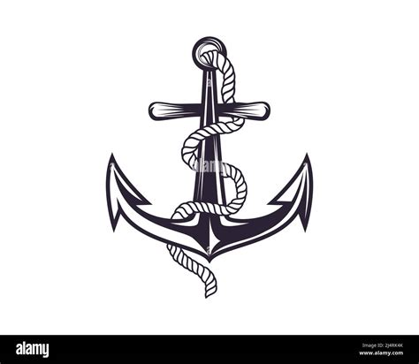 Anchor With Rope Illustration With Silhouette Style Vector Stock Vector