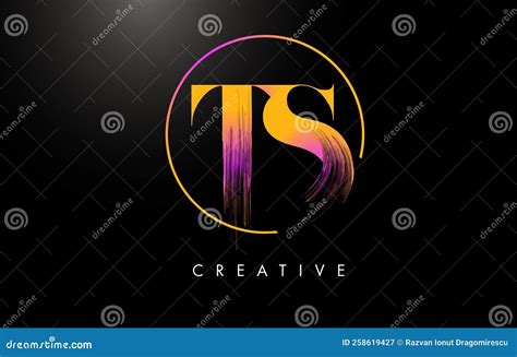 TS Brush Stroke Letter Logo Design Orange Purple Paint Logo Leters