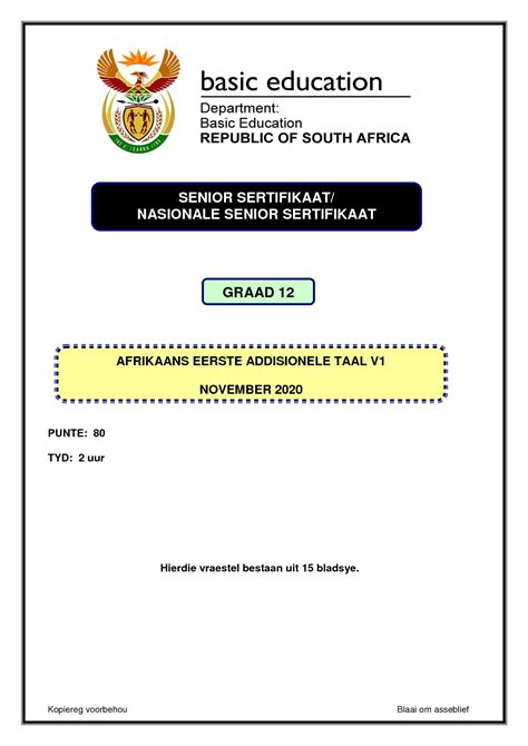 Solution Afrikaans Fal P Nov Studypool