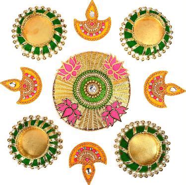 Designer Diya Floor Rangoli With Jute Ring Tea Light Holder Reusable