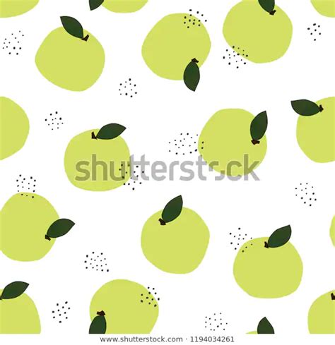 Green Apple Pattern Seamless Decorative Background Stock Vector