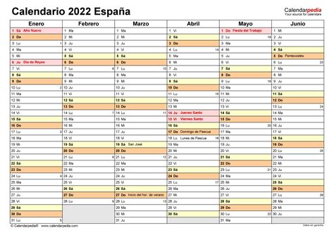 Calendario 2022 En Excel 《madererías》