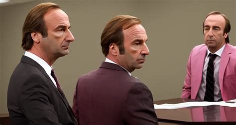 Saul Goodman Wearing A Dark Pink Suit In Court Still Stable Diffusion