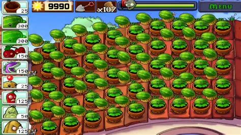 Plants Vs Zombies ROOF Survival 5 Flags Defended ALL MELONS Vs ALL