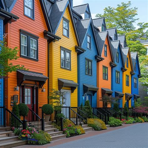 Row Of Colorful Townhouses Premium Ai Generated Image