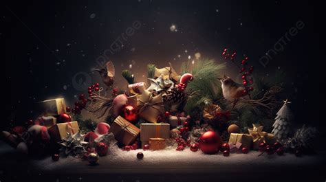 An Animated Christmas Scene With Presents And Decorations Background ...