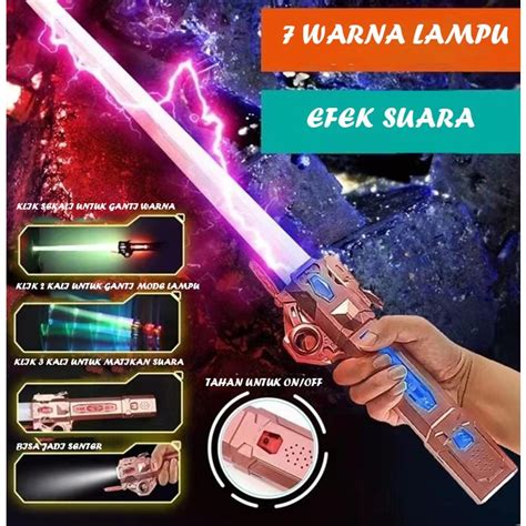 Jual Mainan Pedang Lightsaber Double Blade Saber Starwars 7 Warna