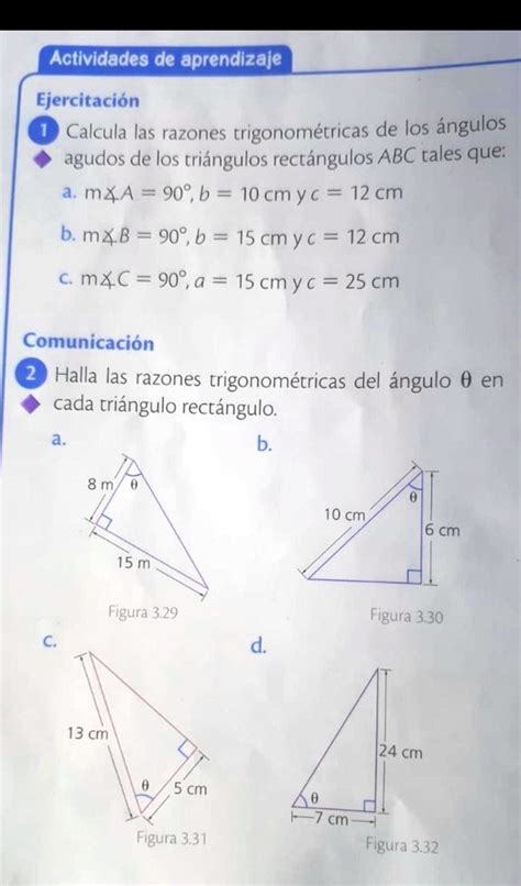 Solved Halla Las Razones Trigonométricas Del ángulo 0 En Cada