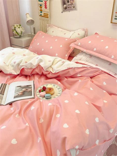 Heart Print Duvet Cover Set Without Filler Bedding Set Bed Sheets