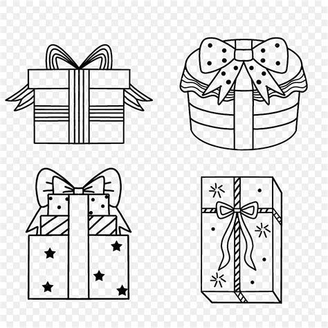 Caja De Regalo De Navidad De Dibujo Lineal PNG Dibujo Lineal Navidad