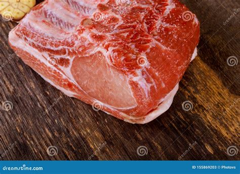 Raw Uncooked Pork Loin With Ribs On Cutting Board Stock Image Image