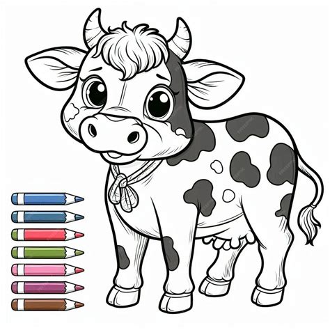 Farm Animal Cow Coloring Page For Kids Ai Generated Premium Ai