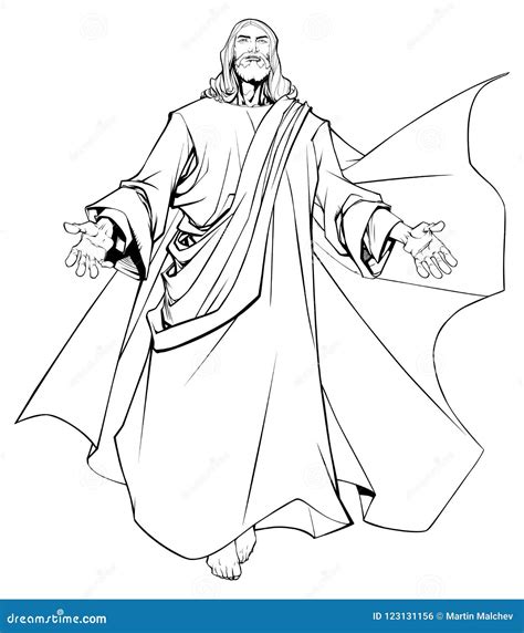 Jesus Open Arms Line Art Ilustração Do Vetor Ilustração De Projeto