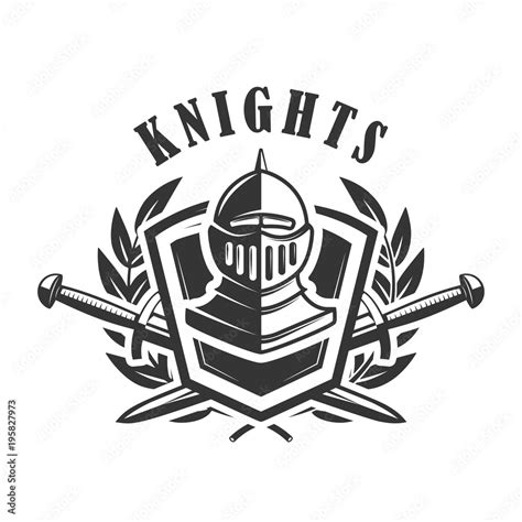 Knights. Emblem template with medieval knight helmet. Design element ...